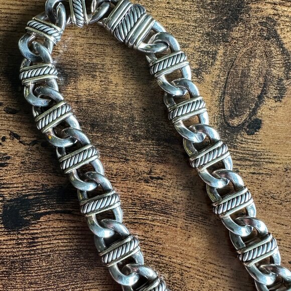 David Yurman Madison Chain Link Necklace w/ 18K Yellow Gold - 14mm - 16" - RARE - Picture 5 of 16